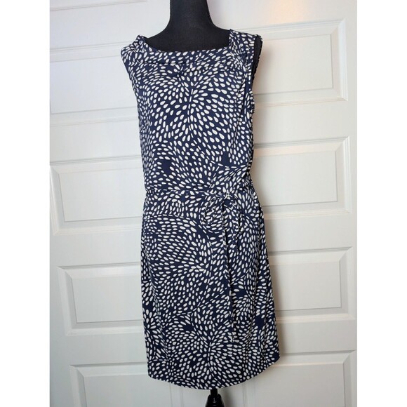 Ann Taylor Loft Size M Dress Sleeveless Stretch Sheath Navy Blue Cocktail Career - Picture 2 of 10